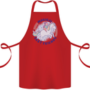 Magical Friends a Girl Riding a Unicorn Cotton Apron 100% Organic Red