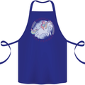Magical Friends a Girl Riding a Unicorn Cotton Apron 100% Organic Royal Blue