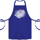 Magical Friends a Girl Riding a Unicorn Cotton Apron 100% Organic Royal Blue