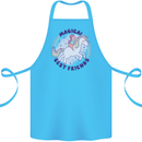 Magical Friends a Girl Riding a Unicorn Cotton Apron 100% Organic Turquoise