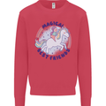 Magical Friends a Girl Riding a Unicorn Kids Sweatshirt Jumper Heliconia