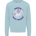 Magical Friends a Girl Riding a Unicorn Kids Sweatshirt Jumper Light Blue