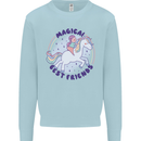 Magical Friends a Girl Riding a Unicorn Kids Sweatshirt Jumper Light Blue