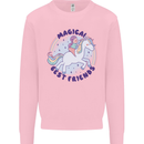 Magical Friends a Girl Riding a Unicorn Kids Sweatshirt Jumper Light Pink