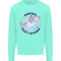 Magical Friends a Girl Riding a Unicorn Kids Sweatshirt Jumper Peppermint