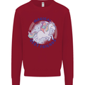 Magical Friends a Girl Riding a Unicorn Kids Sweatshirt Jumper Red