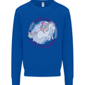 Magical Friends a Girl Riding a Unicorn Kids Sweatshirt Jumper Royal Blue