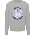 Magical Friends a Girl Riding a Unicorn Kids Sweatshirt Jumper Sports Grey