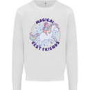 Magical Friends a Girl Riding a Unicorn Kids Sweatshirt Jumper White
