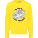 Magical Friends a Girl Riding a Unicorn Kids Sweatshirt Jumper Yellow