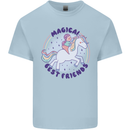 Magical Friends a Girl Riding a Unicorn Kids T-Shirt Childrens Light Blue
