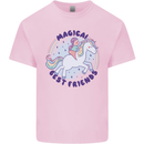 Magical Friends a Girl Riding a Unicorn Kids T-Shirt Childrens Light Pink