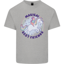 Magical Friends a Girl Riding a Unicorn Kids T-Shirt Childrens Sports Grey