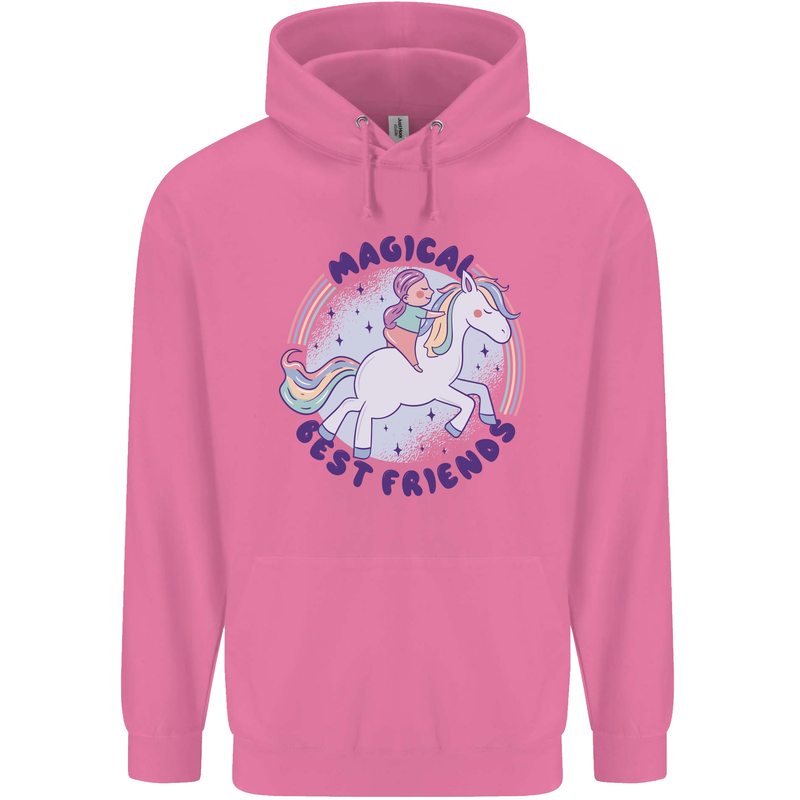 Magical Friends a Girl Riding a Unicorn Mens 80% Cotton Hoodie Azelea