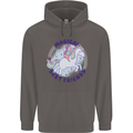 Magical Friends a Girl Riding a Unicorn Mens 80% Cotton Hoodie Charcoal
