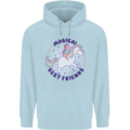 Magical Friends a Girl Riding a Unicorn Mens 80% Cotton Hoodie Light Blue