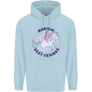 Magical Friends a Girl Riding a Unicorn Mens 80% Cotton Hoodie Light Blue