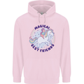 Magical Friends a Girl Riding a Unicorn Mens 80% Cotton Hoodie Light Pink