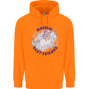 Magical Friends a Girl Riding a Unicorn Mens 80% Cotton Hoodie Orange