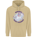 Magical Friends a Girl Riding a Unicorn Mens 80% Cotton Hoodie Sand