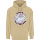 Magical Friends a Girl Riding a Unicorn Mens 80% Cotton Hoodie Sand