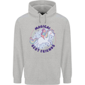 Magical Friends a Girl Riding a Unicorn Mens 80% Cotton Hoodie Sports Grey