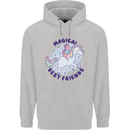 Magical Friends a Girl Riding a Unicorn Mens 80% Cotton Hoodie Sports Grey