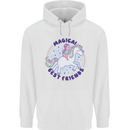Magical Friends a Girl Riding a Unicorn Mens 80% Cotton Hoodie White