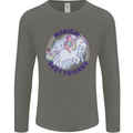 Magical Friends a Girl Riding a Unicorn Mens Long Sleeve T-Shirt Charcoal