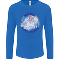 Magical Friends a Girl Riding a Unicorn Mens Long Sleeve T-Shirt Royal Blue