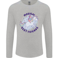 Magical Friends a Girl Riding a Unicorn Mens Long Sleeve T-Shirt Sports Grey