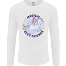 Magical Friends a Girl Riding a Unicorn Mens Long Sleeve T-Shirt White