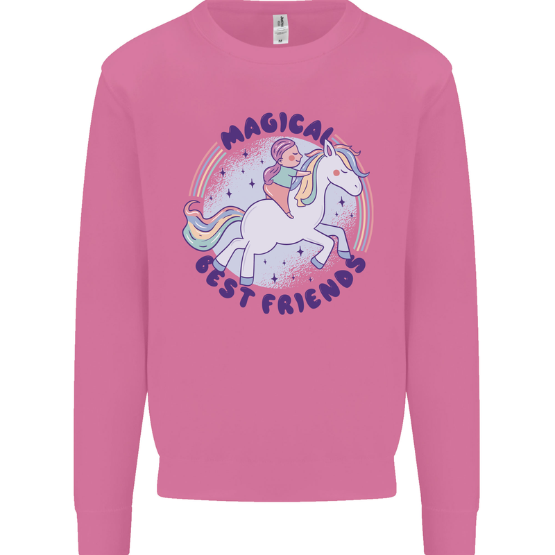 Magical Friends a Girl Riding a Unicorn Mens Sweatshirt Jumper Azalea