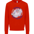 Magical Friends a Girl Riding a Unicorn Mens Sweatshirt Jumper Bright Red