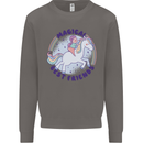 Magical Friends a Girl Riding a Unicorn Mens Sweatshirt Jumper Charcoal