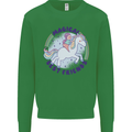 Magical Friends a Girl Riding a Unicorn Mens Sweatshirt Jumper Irish Green