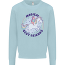 Magical Friends a Girl Riding a Unicorn Mens Sweatshirt Jumper Light Blue