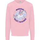 Magical Friends a Girl Riding a Unicorn Mens Sweatshirt Jumper Light Pink
