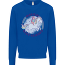 Magical Friends a Girl Riding a Unicorn Mens Sweatshirt Jumper Royal Blue