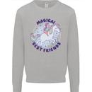 Magical Friends a Girl Riding a Unicorn Mens Sweatshirt Jumper Sports Grey