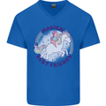 Magical Friends a Girl Riding a Unicorn Mens V-Neck Cotton T-Shirt Royal Blue