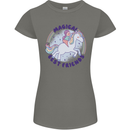 Magical Friends a Girl Riding a Unicorn Womens Petite Cut T-Shirt Charcoal