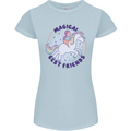 Magical Friends a Girl Riding a Unicorn Womens Petite Cut T-Shirt Light Blue
