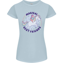 Magical Friends a Girl Riding a Unicorn Womens Petite Cut T-Shirt Light Blue