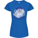 Magical Friends a Girl Riding a Unicorn Womens Petite Cut T-Shirt Royal Blue