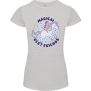 Magical Friends a Girl Riding a Unicorn Womens Petite Cut T-Shirt Sports Grey