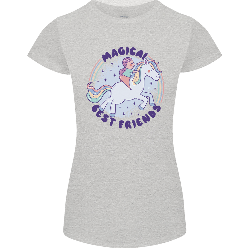 Magical Friends a Girl Riding a Unicorn Womens Petite Cut T-Shirt Sports Grey