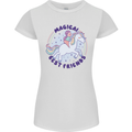 Magical Friends a Girl Riding a Unicorn Womens Petite Cut T-Shirt White