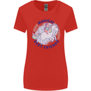 Magical Friends a Girl Riding a Unicorn Womens Wider Cut T-Shirt Red
