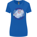 Magical Friends a Girl Riding a Unicorn Womens Wider Cut T-Shirt Royal Blue